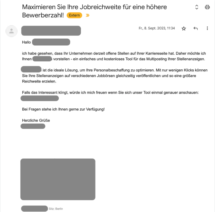 Beispiel einer qualifizierten Spam-E-Mail