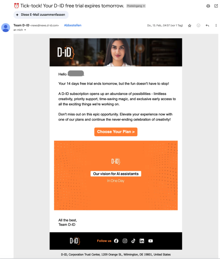 Beispiel einer nicht-qualifizierten E-Mail